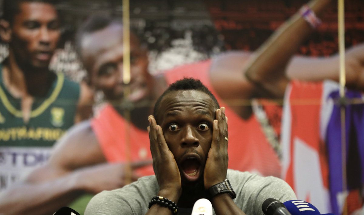 Usain Bolt Tšehhis pressikonverentsil.