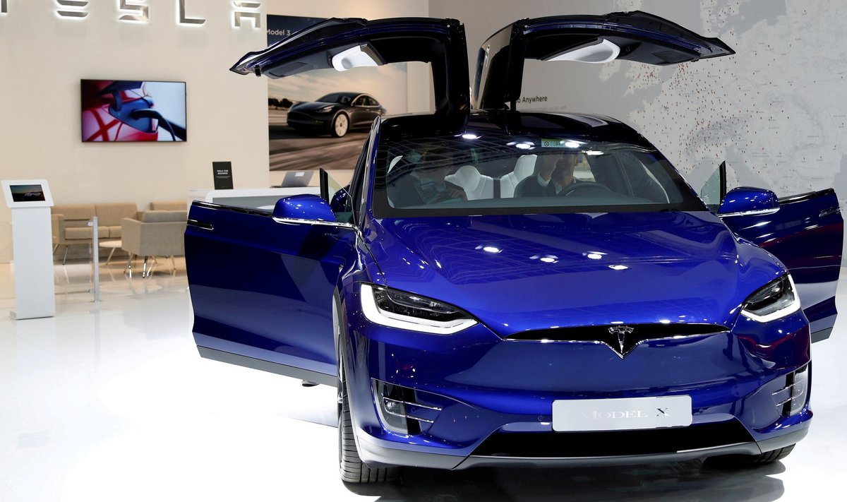 FILE PHOTO: A Tesla Model X electric car at the Brussels Motor Show