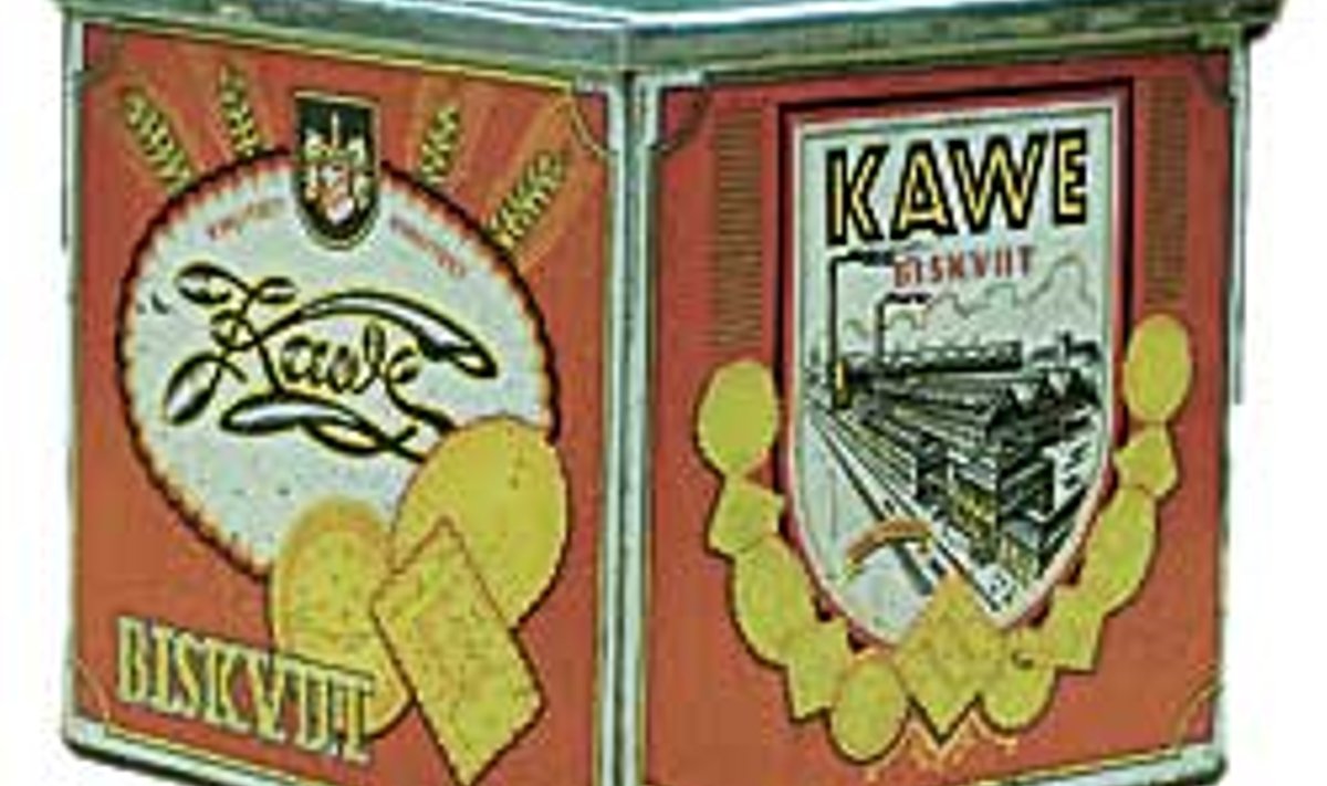 Kawe biskviidikarp aastast 1939. Pilt kujutab tehase viimast asukohta Volta tänaval.