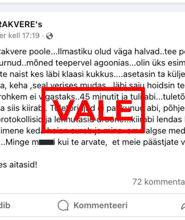 Kuvatõmmis Facebooki postitusest