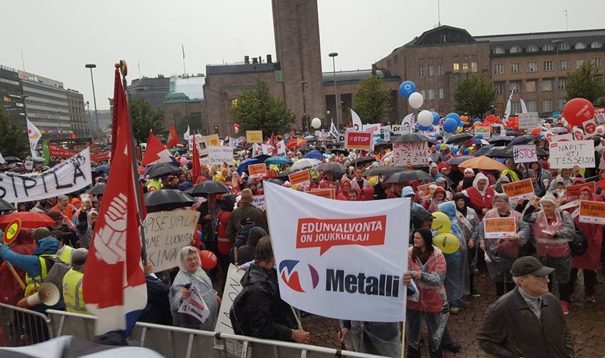 Soome ühe mõjuvõimsama ametiühingu Metalliliito esindus mullu septembris Helsingi massimeeleavaldusel.