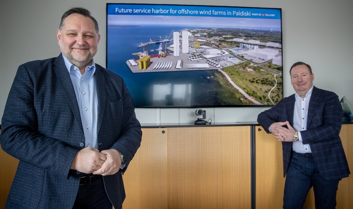 TS Shippingu juht Vahur Ausmees (vasakul) ja Tallinna Sadama kommertsjuht Margus Vihman loodavad kasumit teenida meretuuleparkidelt.