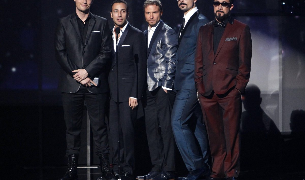 The Backstreet Boys present the award for new artist of the year at the 40th American Music Awards in Los Angeles