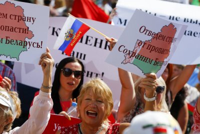 Lukašenka toetajate tänane meeleavaldus Minskis.