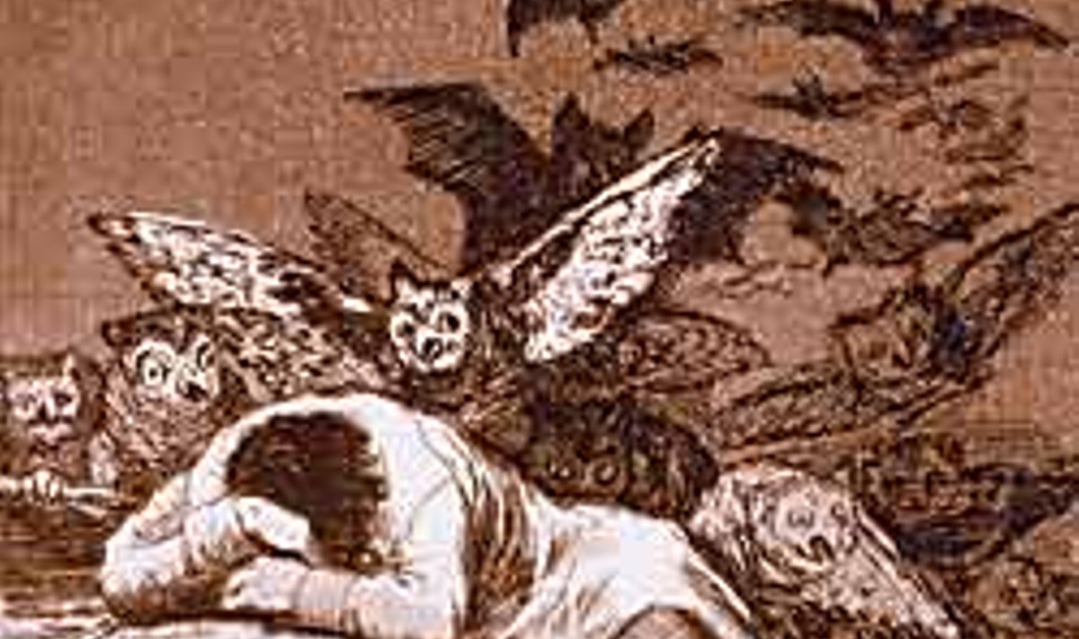 HULLUNUD KIRJAMEES OMA DEEMONITE HAARDES: Francisco de Goya "'Uiniv mõistus sünnitab koletisi"' (1799).