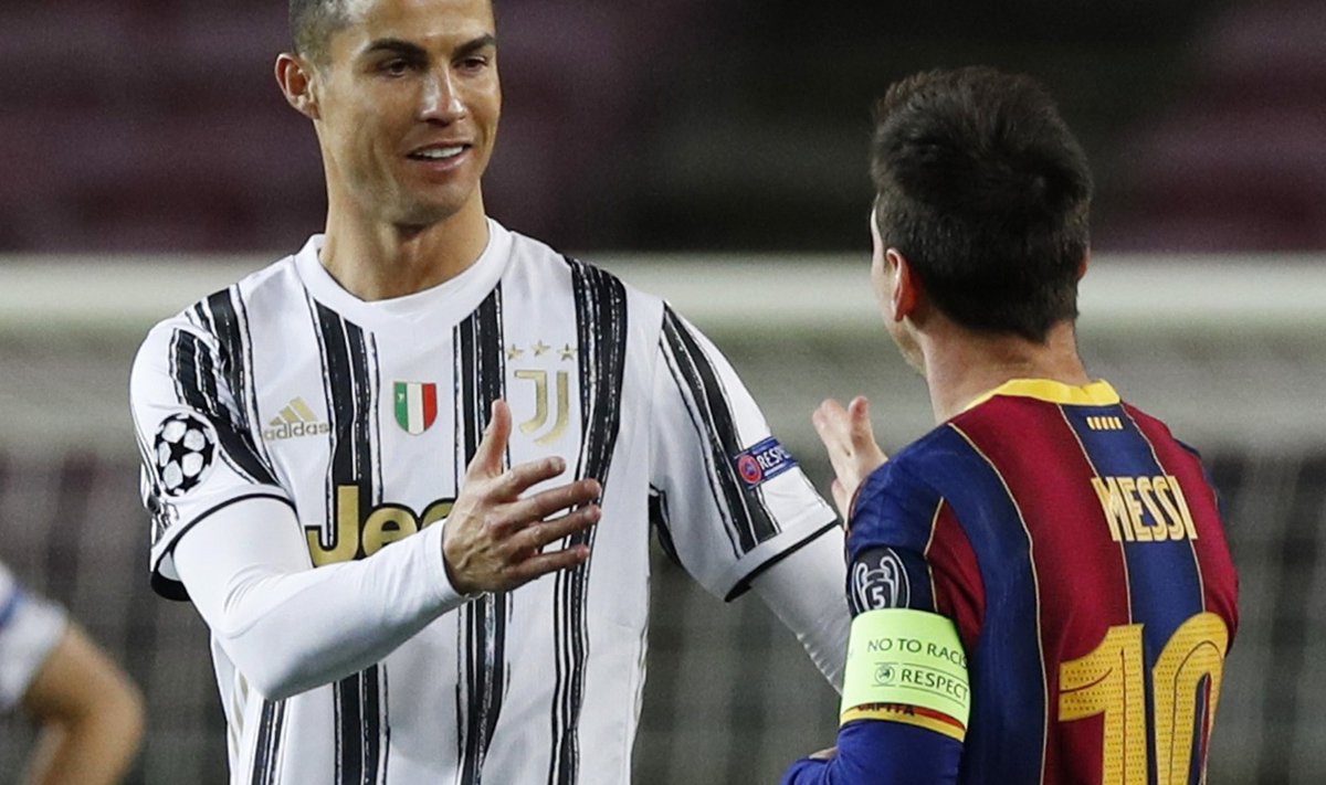 Cristiano Ronaldo ja Lionel Messi 2020. aastal, kui Juventus kohtus Barcelonaga 