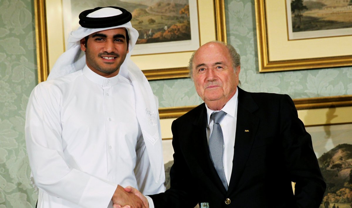 FIFA endine president Sepp Blatter ja Katari kandideerimiskomitee esimees šeik Mohammed bin Hamad al-Thani.