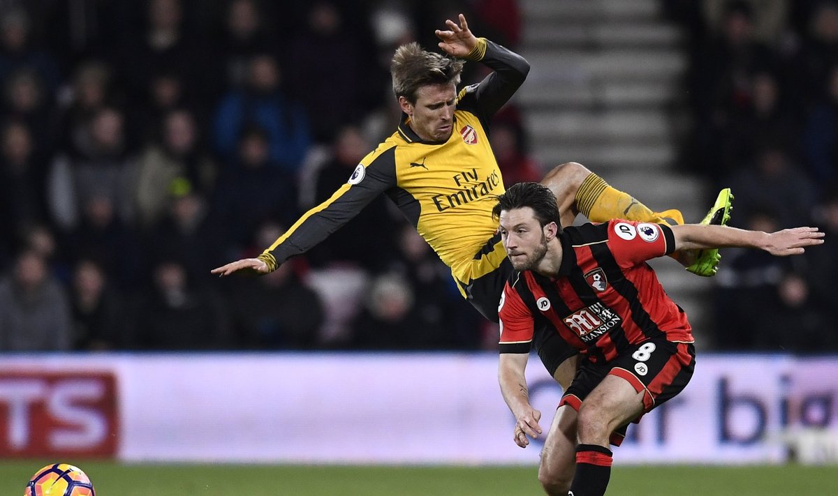 Bournemouth's Harry Arter in action with Arsenal's Nacho Monreal
