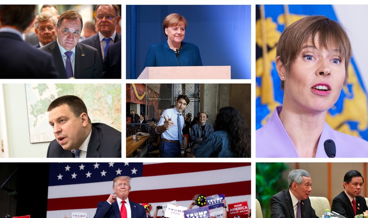 Vasakult ülevalt: Stefan Löfven, Angela Merkel, Kersti Kaljulaid, Jüri Ratas, Justin Trudeau, Donald Trump, Lee Hsien Loong