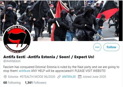 Antifa Eesti Twitterilehekülg äratab kahtlust just varikontode abil loodud jälgijaskonna tõttu.