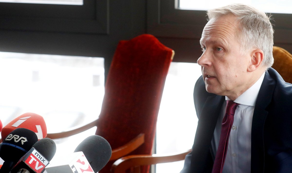 Latvia's central bank governor Rimsevics speaks to the media in Riga