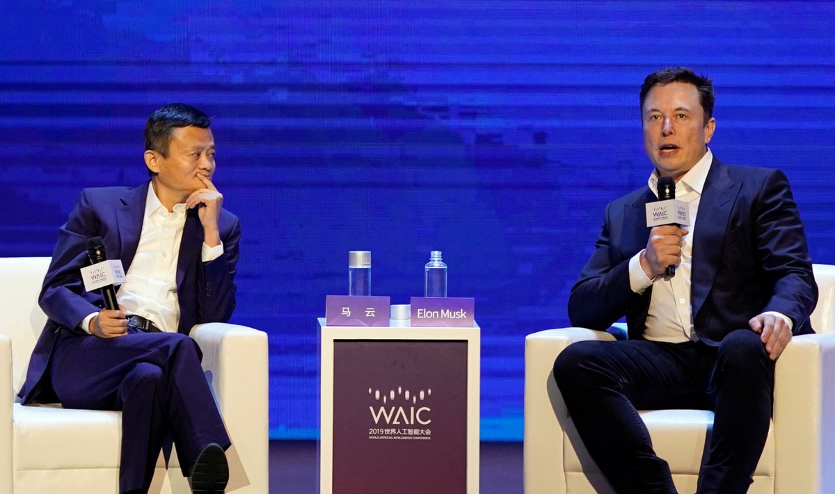 Jack Ma ja Elon Musk Shanghai tehisintellekti konverentsil
