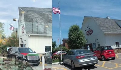 Сравнение скриншота вирусного видео (слева) с панорамой улицы из Google Street View (справа; 2019 год)