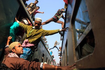Jumping over the train, Gazipur, Bangladesh