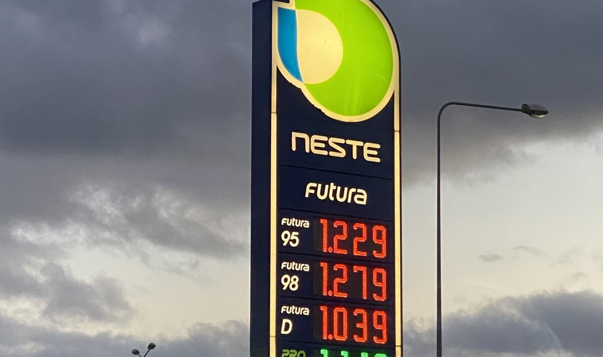 Kütuste hind Neste tanklas 23.novembril 2020. 