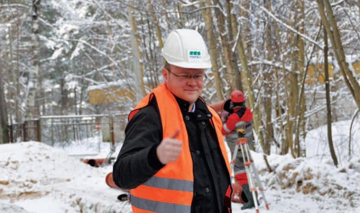 Juba tööde algusjärgus oli Merko Ehitus Eesti AS projektijuht Peeter Laidma veendunud, et suur veeprojekt saab õigel ajal või varemgi valmis. Foto on tehtud jaanuaris 2013.