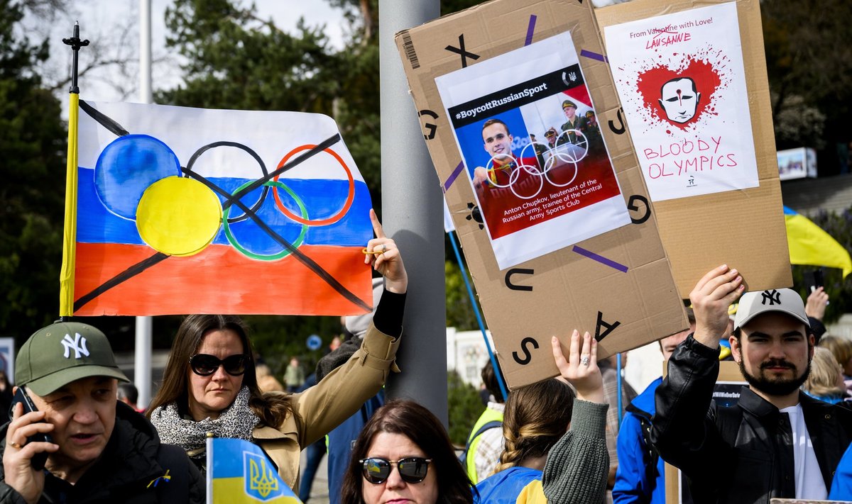 25. märtsil 2023 Lausanne’is olümpiamuuseumi ees toimunud meeleavaldus.