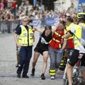 FOTOD | Soome jooksja tuli Tallinna maratonil üle finišijoone otse kanderaamile talutada