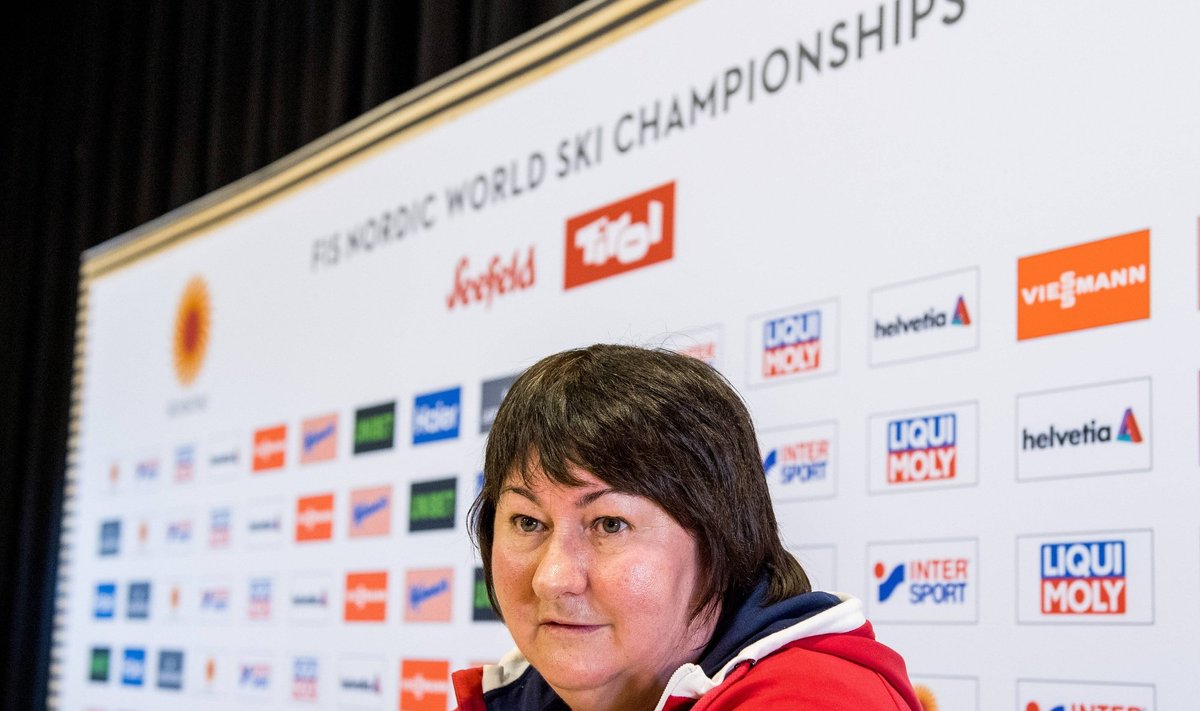 190219 Jelena Välbe president of the Russian Cross Country Ski Association at a press event ahead