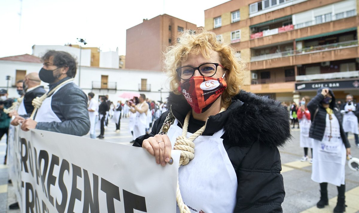 Hispaania turismisektori töötajad protestisid neljapäeval Madridi tänavatel.