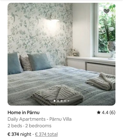 Kuvatõmmis Airbnb kodulehelt