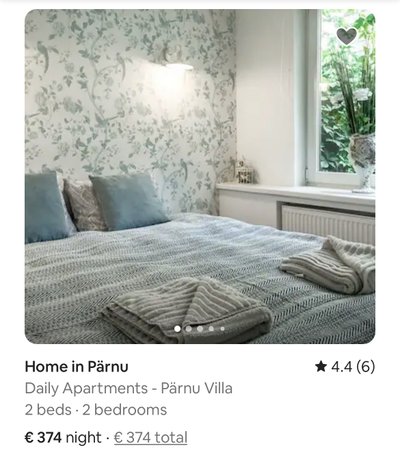 Kuvatõmmis Airbnb kodulehelt