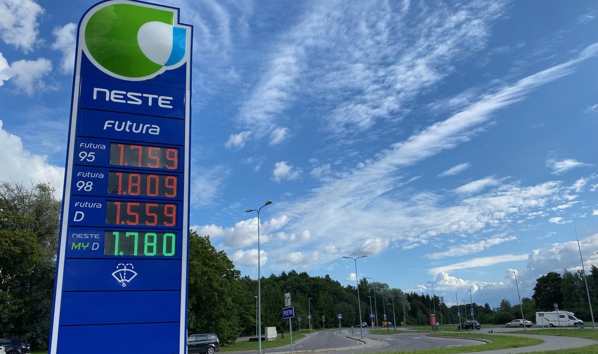 Hinnad Neste tanklas 31. juuli pärastlõunal.