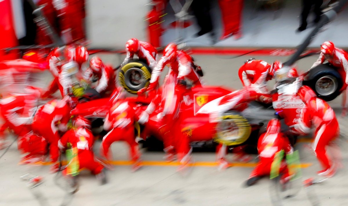 FILE PHOTO: Ferrari driver Vettel makes pit stop during Austrian F1 Grand Prix in Spielberg