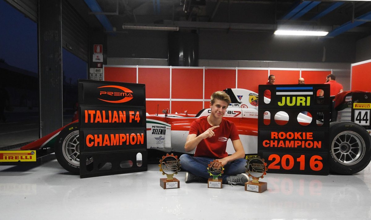 Jüri Vips tuli mullu Itaalia F4 sarjas uustulnukate arvestuses meistriks