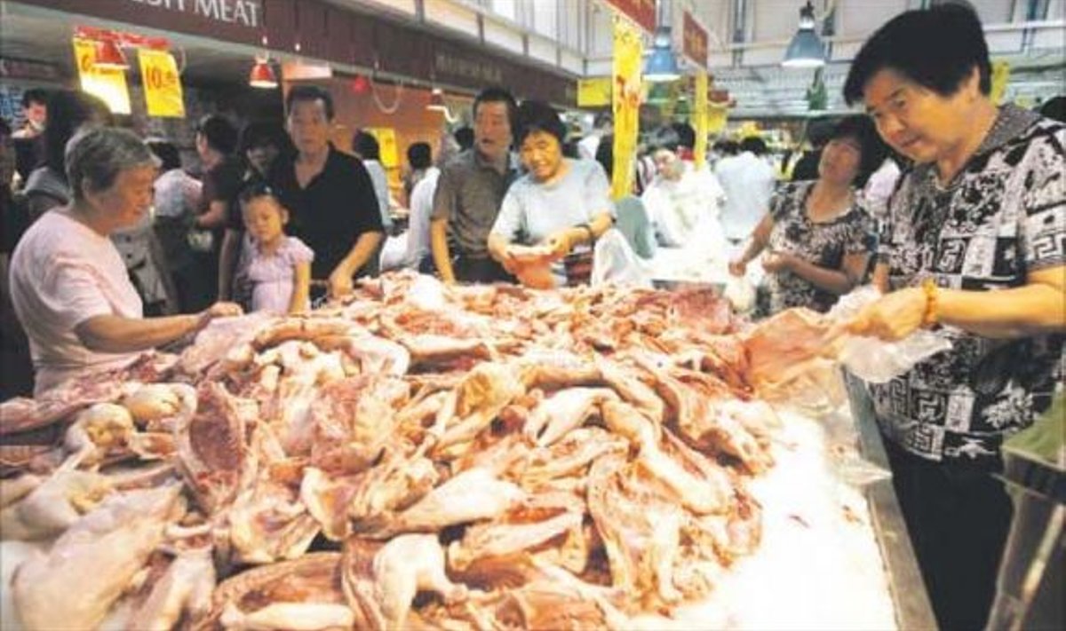 Lihapood Hiina moodi. Hiina rahvaarvu kasv on üks põhjus, mis ei lase toiduhindadel langeda tosina aasta tagusele tasemele.