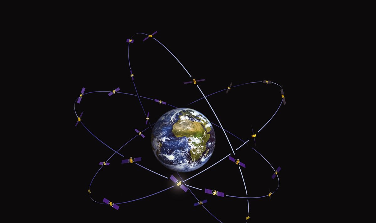 Galileo satelliidid tiirlevad kolmel erineval orbiidil. Joonis: ESA