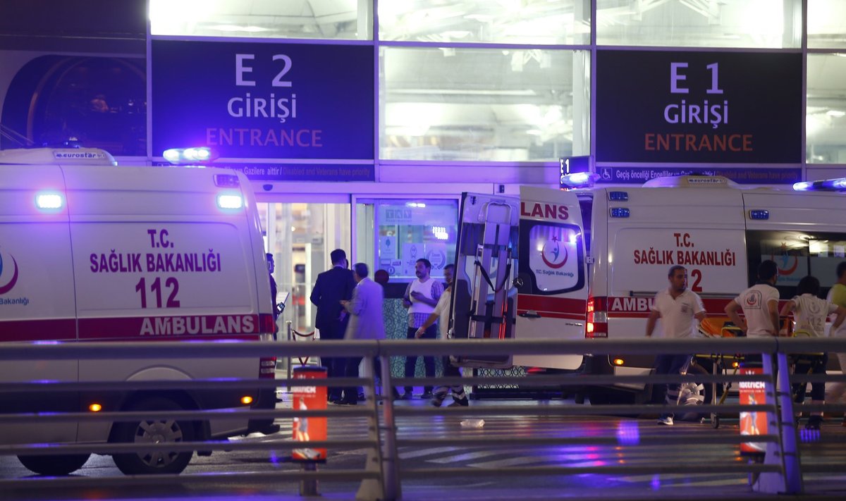 Ambulance cars arrive at Turkey's largest airport, Istanbul Ataturk