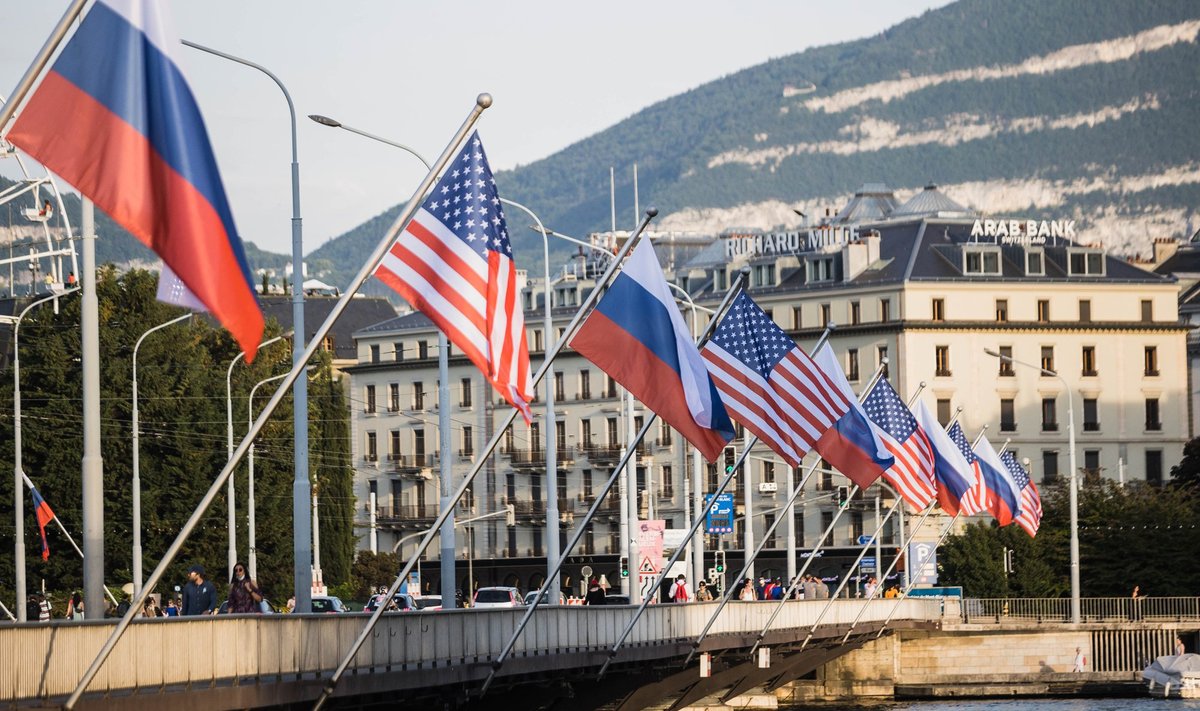 Флаги США и России в Женеве, 2021 год. Фото носит иллюстративный характер.