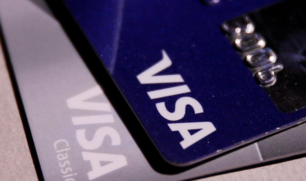 View shows Visa credit cards