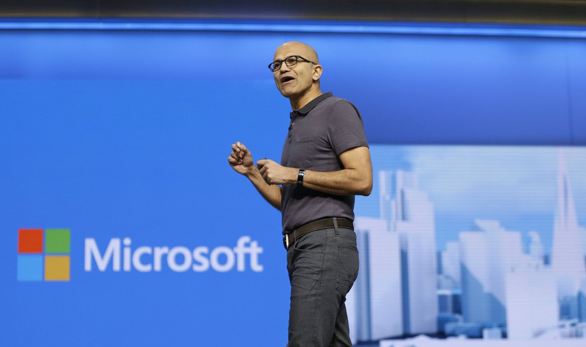 Microsofti tegevjuht Satya Nadella konverentsil.