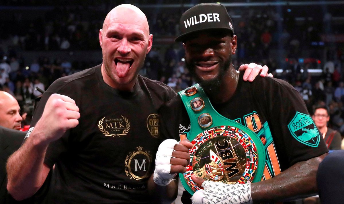 FILE PHOTO: Tyson Fury and Deontay Wilder after their fight at Staples Centre, Los Angeles, United States - December 1, 2018