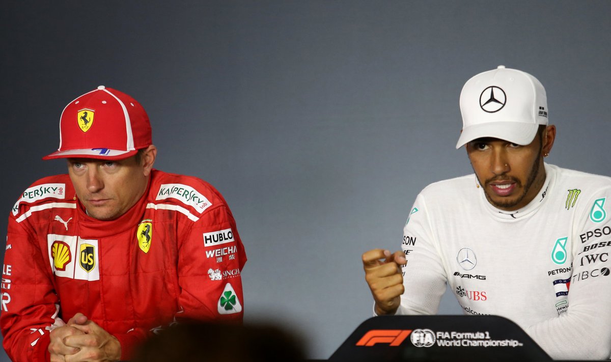 Kimi Räikkönen ja Lewis Hamilton.
