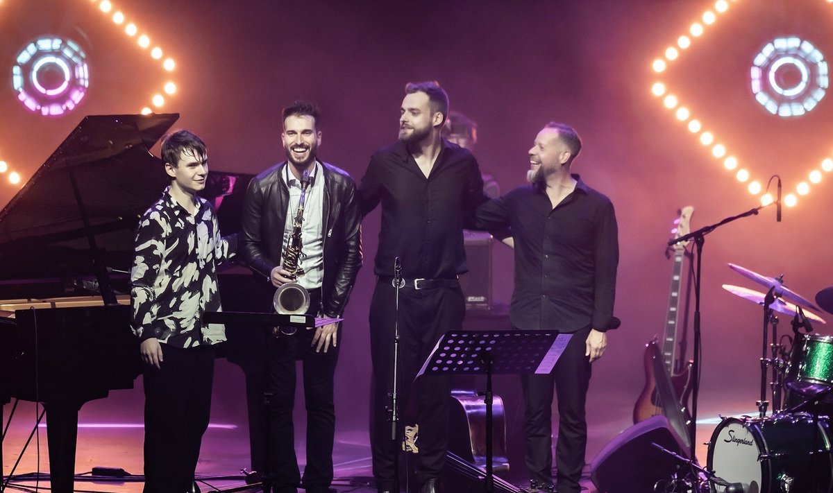 Pianist Holger Marjamaa oma trioga - saksofonist Chad Lefkowitz-Brown, kontrabassist Heikko Remmel ja trummar Jussi Lehtonen.