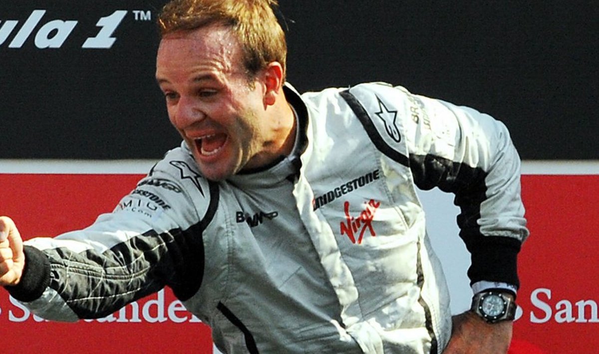Rubens Barrichello tähistamas etapivõitu