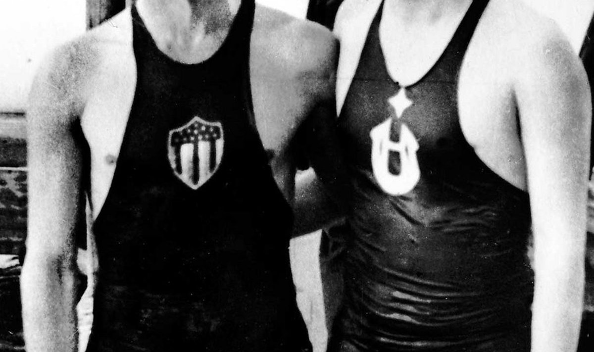 1934. aastal toimus esimene Eesti–Soome maavõistlus. Erich Mõtlik ja soomlane Vihle Nurme (Foto: Lembit Peegel)