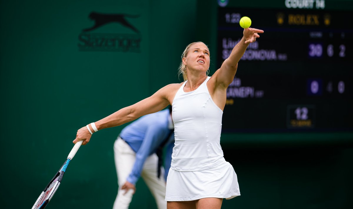 Kaia Kanepi Wimbledoni turniiri avaringis Ljudmila Samsonova vastu.
