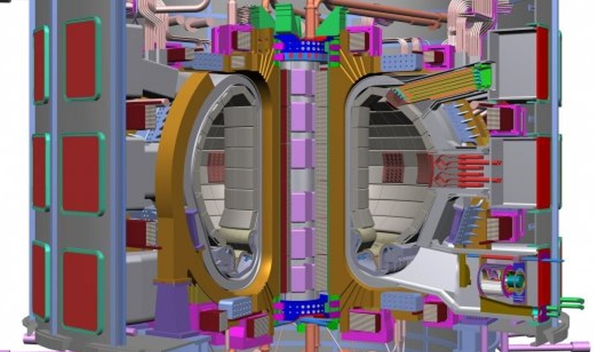 ITER’i mudel. Pildi alumises osas mõõtmete hoomamiseks väike sinine laik, see on inimene.