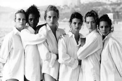 Estelle Lefébure, Karen Alexander, Rachel Williams, Linda Evangelista, Tatjana Patitz & Christy Turlington, Santa Monica, California, 1988.