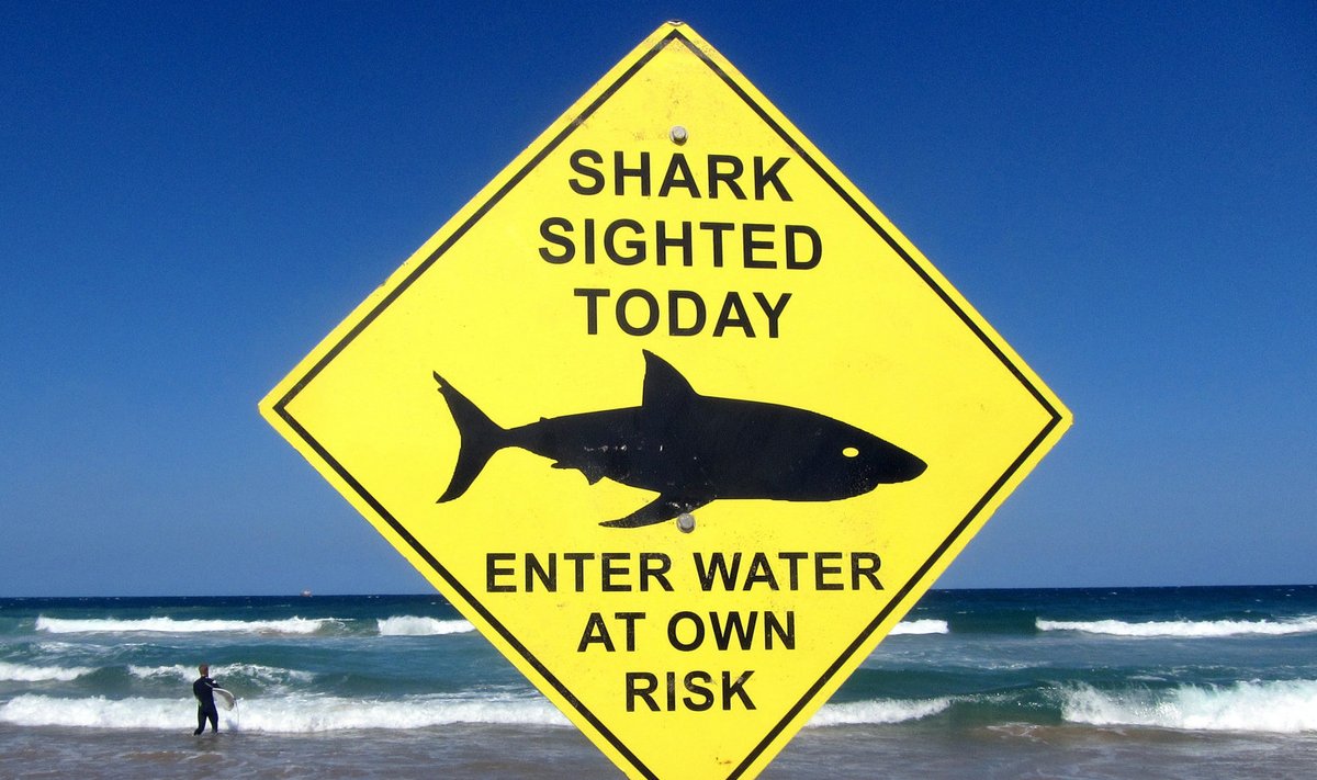 Austraalia rannikul haide eest hoiatav silt.