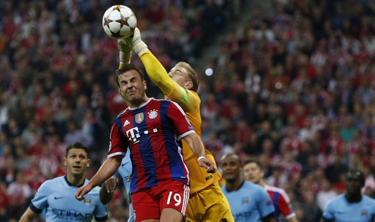 Avavoorus suutis Manchester City väravavaht Joe Hart (paremal) Müncheni Bayerni ja Mario Götze rünnakud kuni viimase minutini tõrjuda.