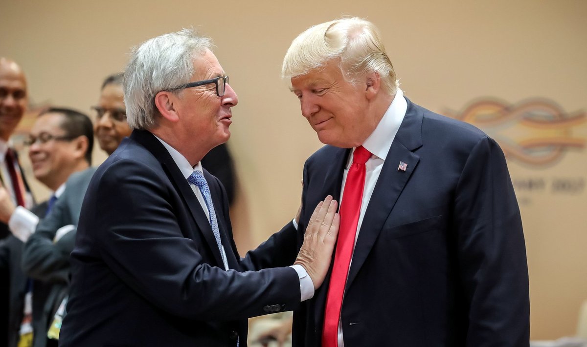 Jean-Claude Junckerile (vasakul) ei meeldi mõte, et Donald Trump saab õiguse Euroopa energiafirmasid Vene-sidemete eest trahvida.
