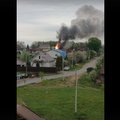 В Ивангороде взрыв и пожар, дым видно из Нарвы