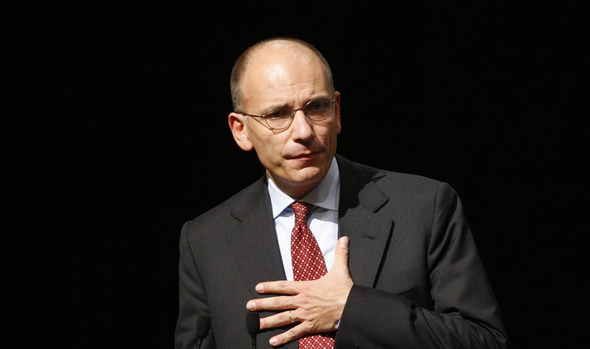 Italy's PM Letta gestures during a meeting in Rome