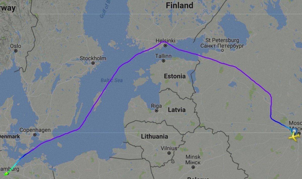 Putini lennuki trajektoor