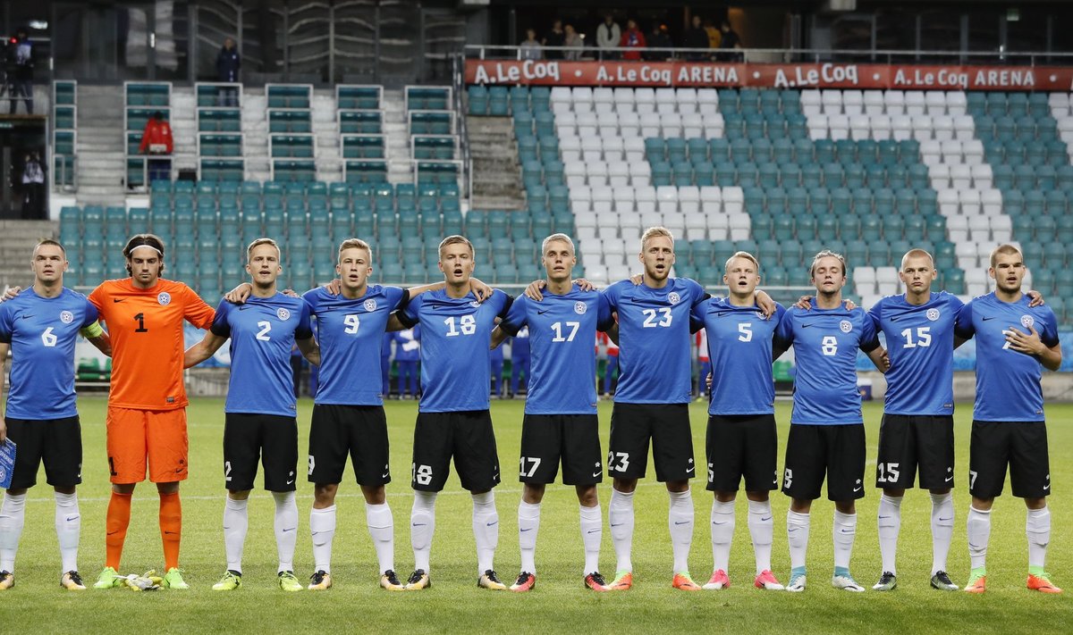 Eesti U21 koondis enne mängu Hispaaniaga